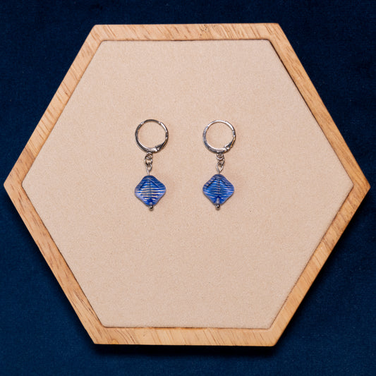 Small earrings with blue glass beads