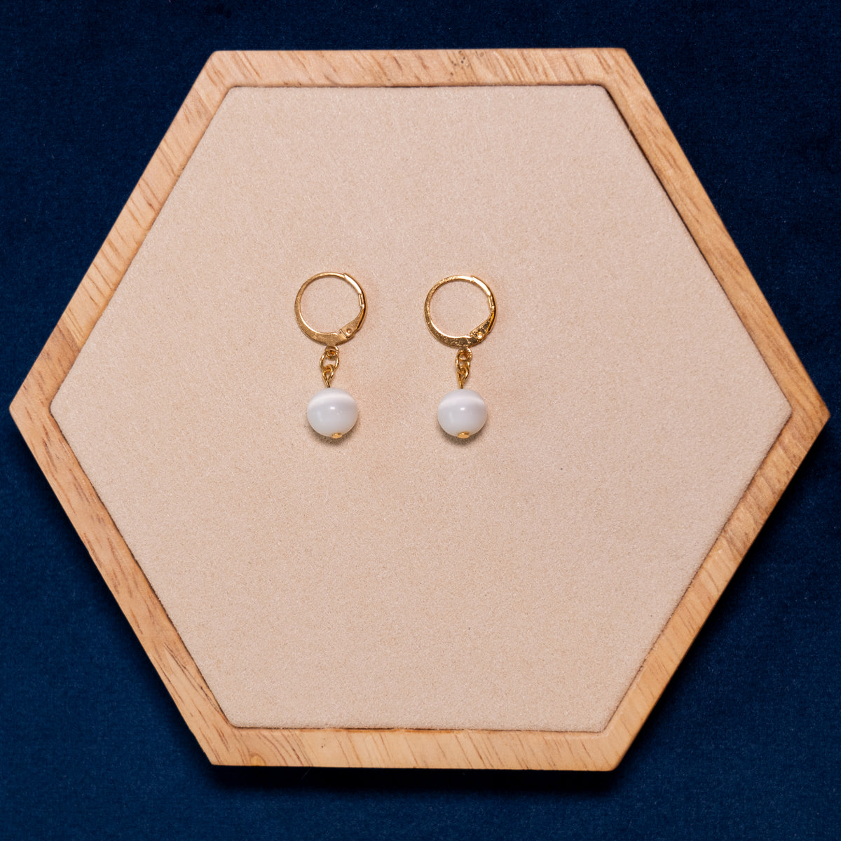Small earrings with blue glass beads