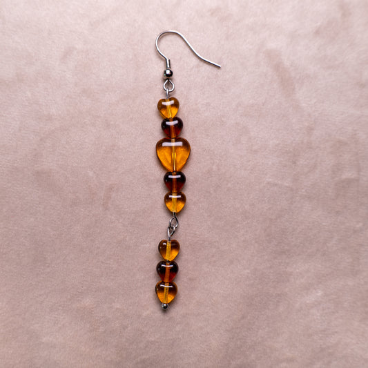 Oorbellen met hartjes in bruin en oranje