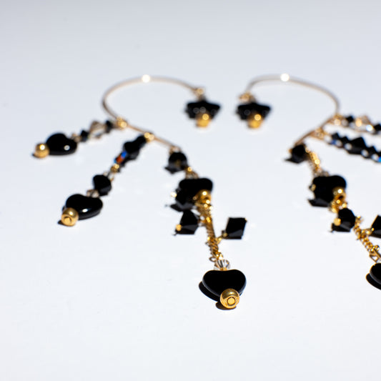Ear cuffs Obsidian Heart