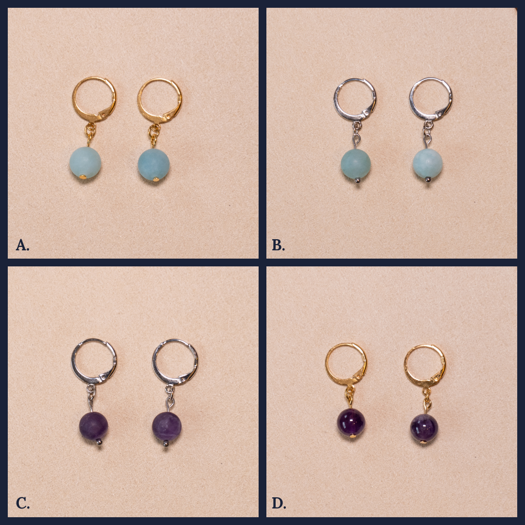 Kleine oorbellen met halfedelsteen kralen