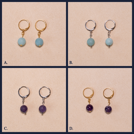 Kleine oorbellen met halfedelsteen kralen