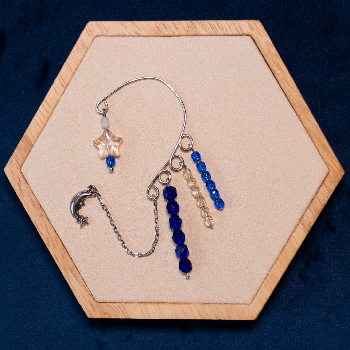 Ear cuffs met maan en sterren blauw