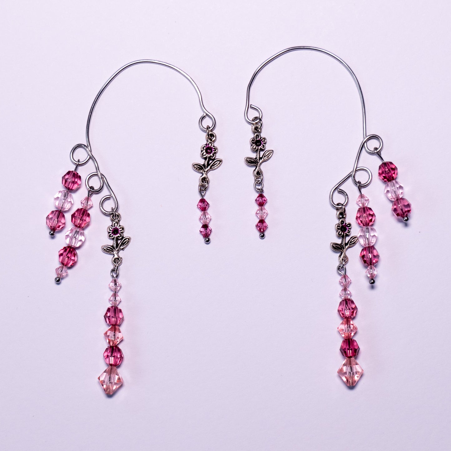 Ear cuffs roze met bloem