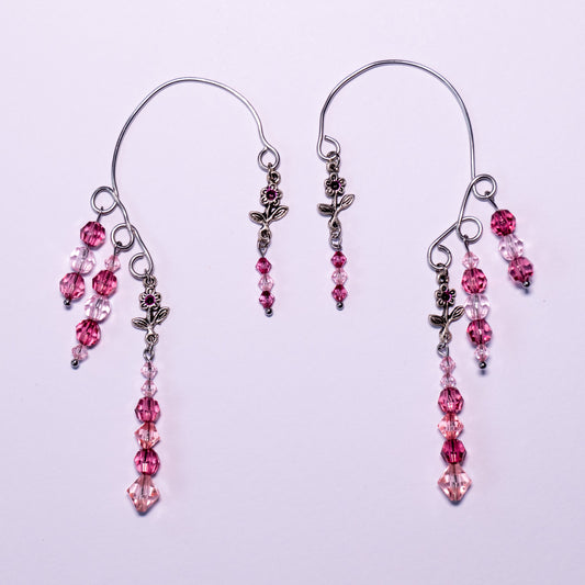 Ear cuffs roze met bloem