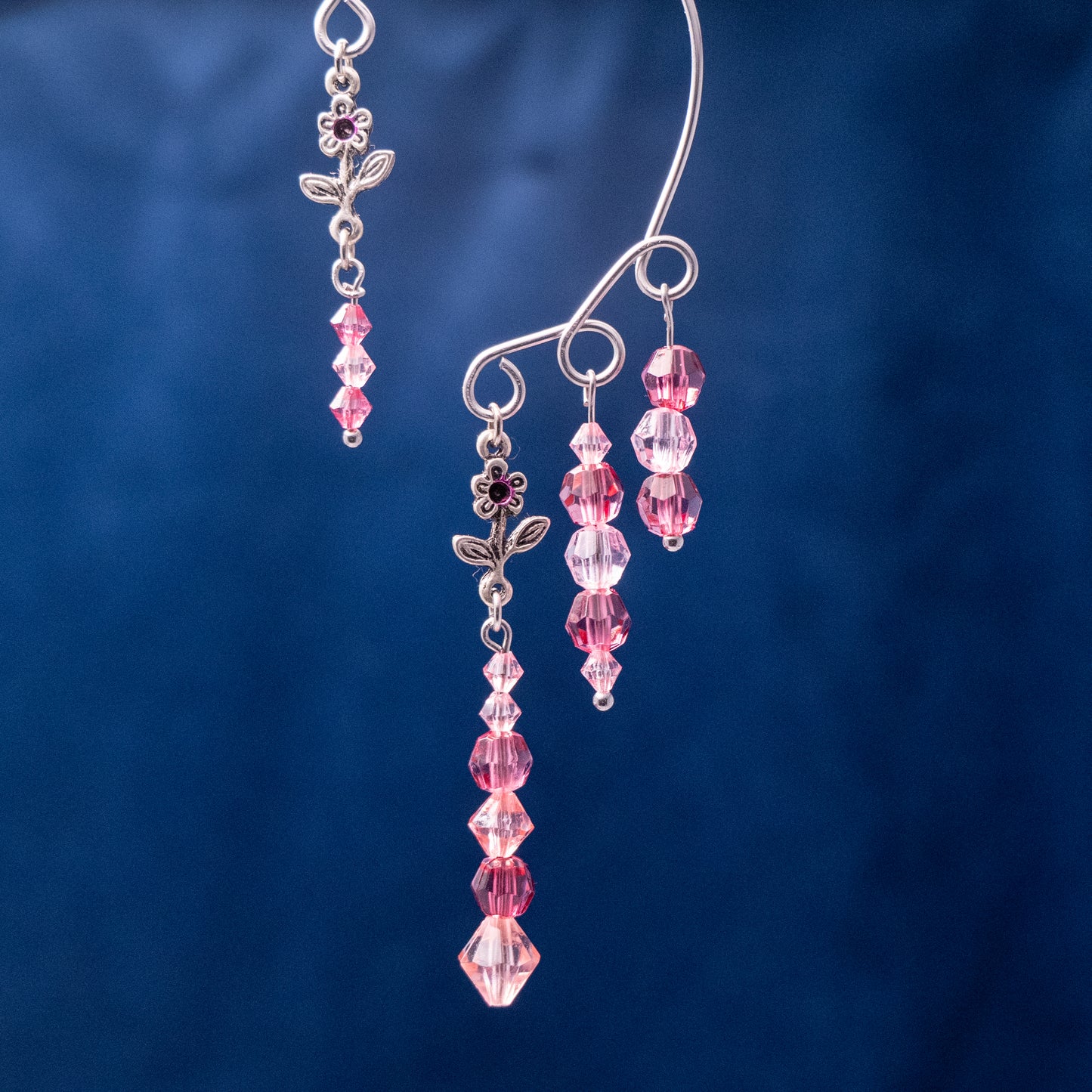 Ear cuffs roze met bloem