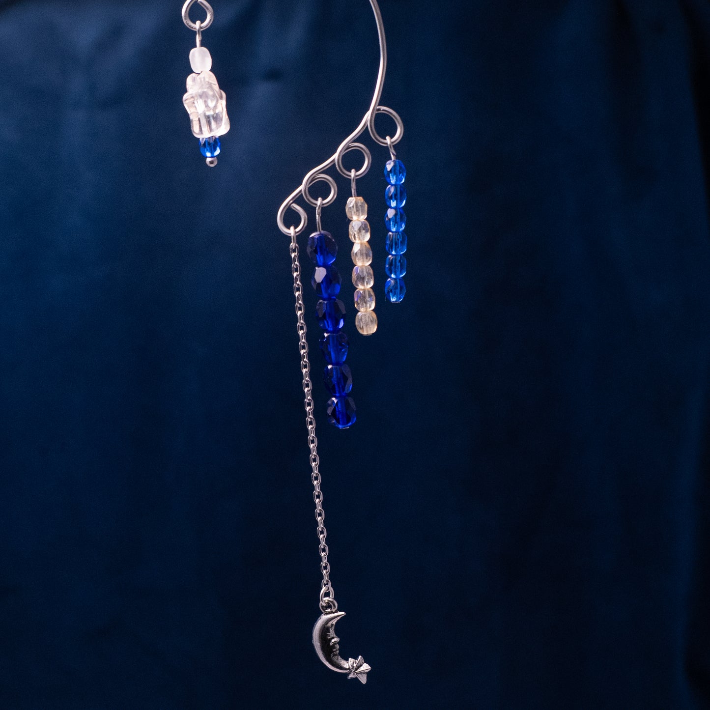 Ear cuffs met maan en sterren blauw