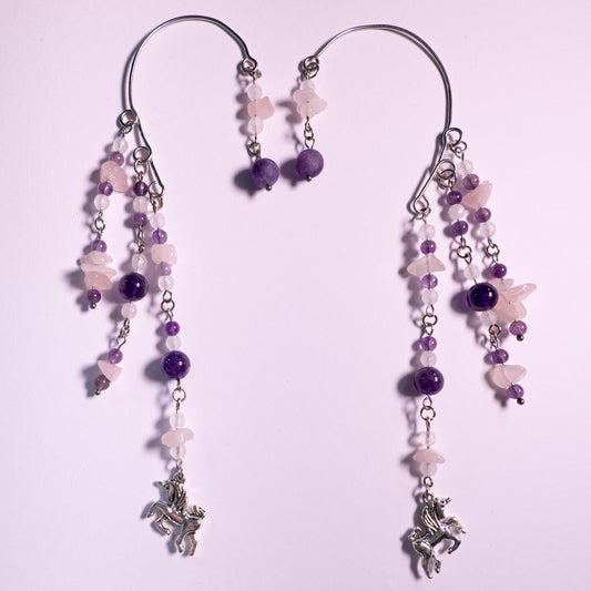 Amethist eenhoorn ear cuffs