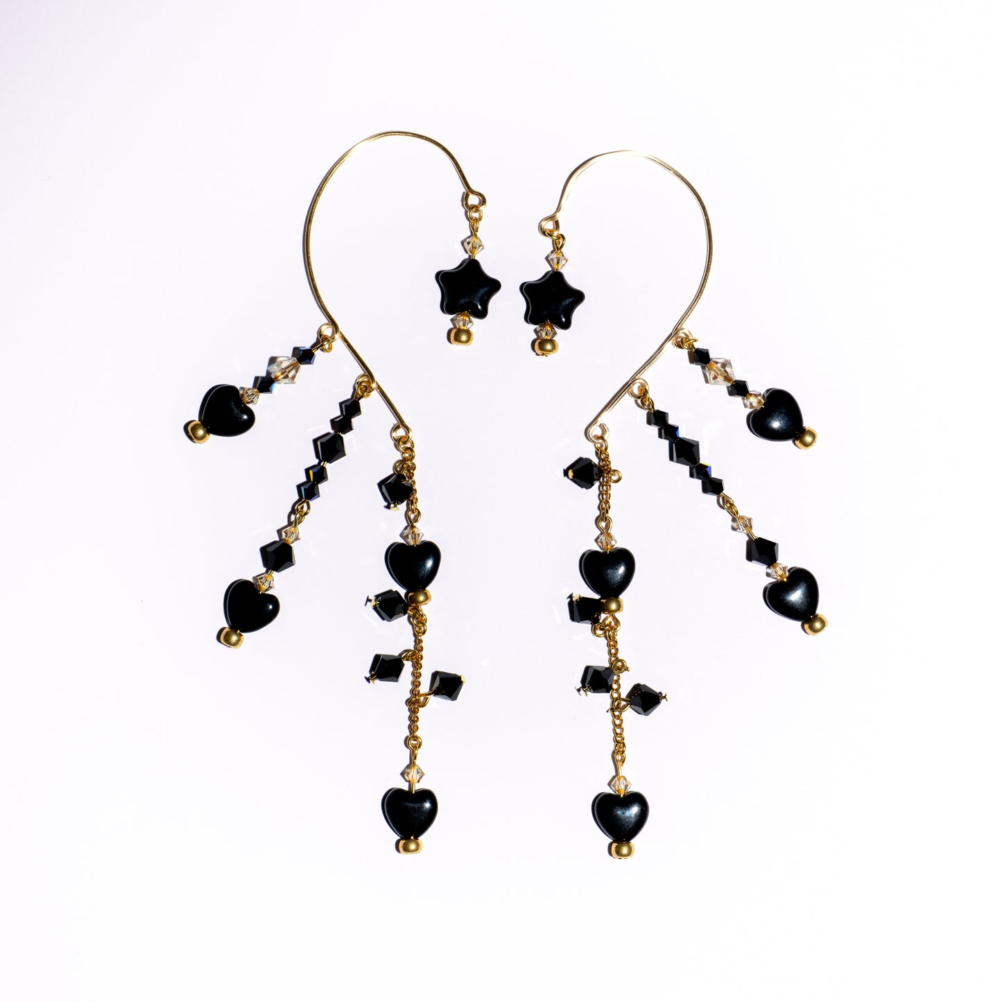Obsidian Heart Ear Cuffs