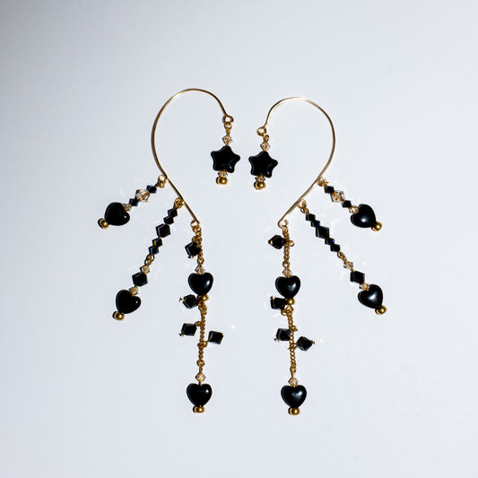 Ear cuffs Obsidian Heart