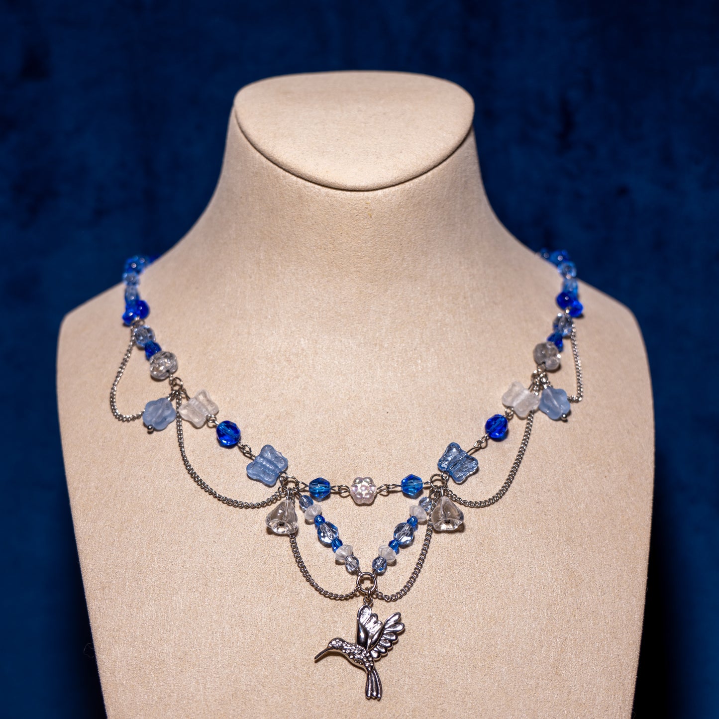 Blauwe kolibrie ketting