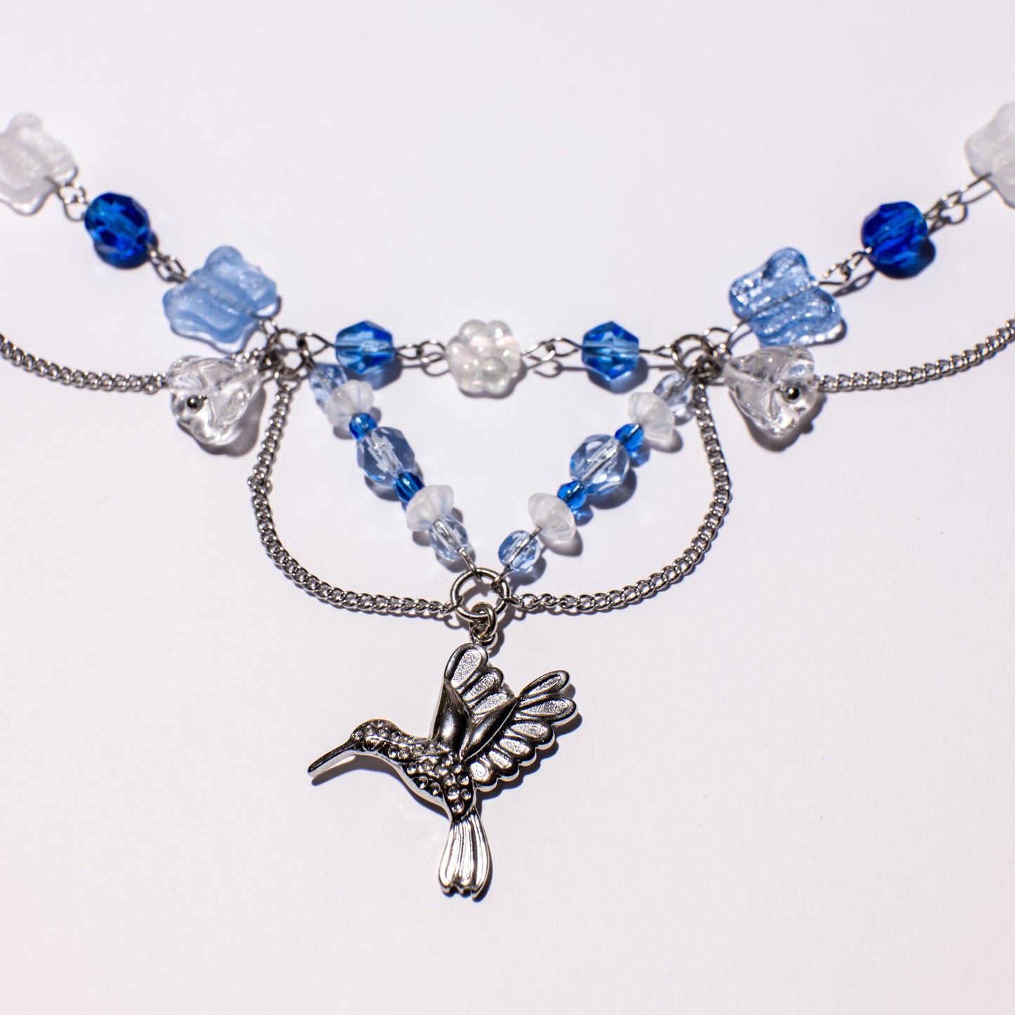 Blauwe kolibrie ketting