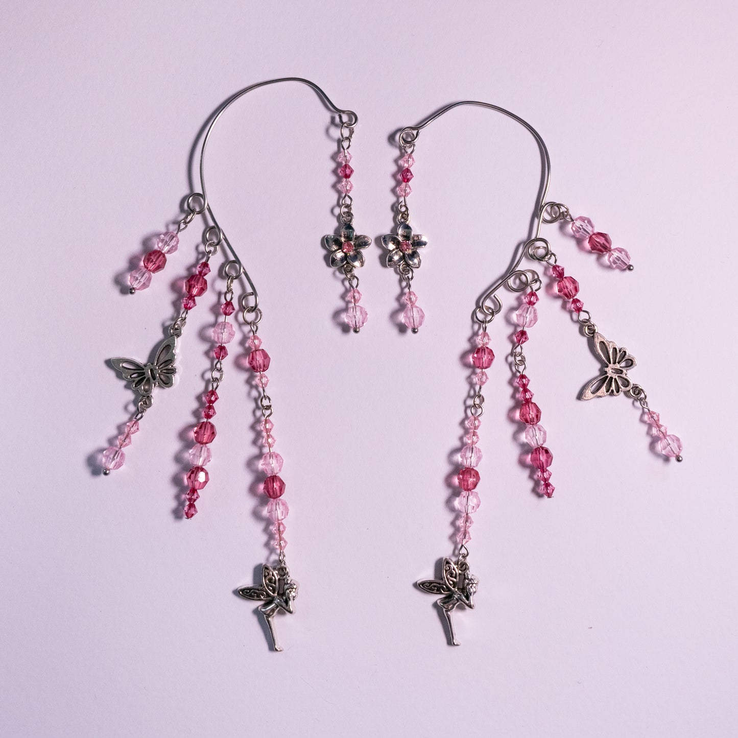 Roze/paarse elf ear cuffs