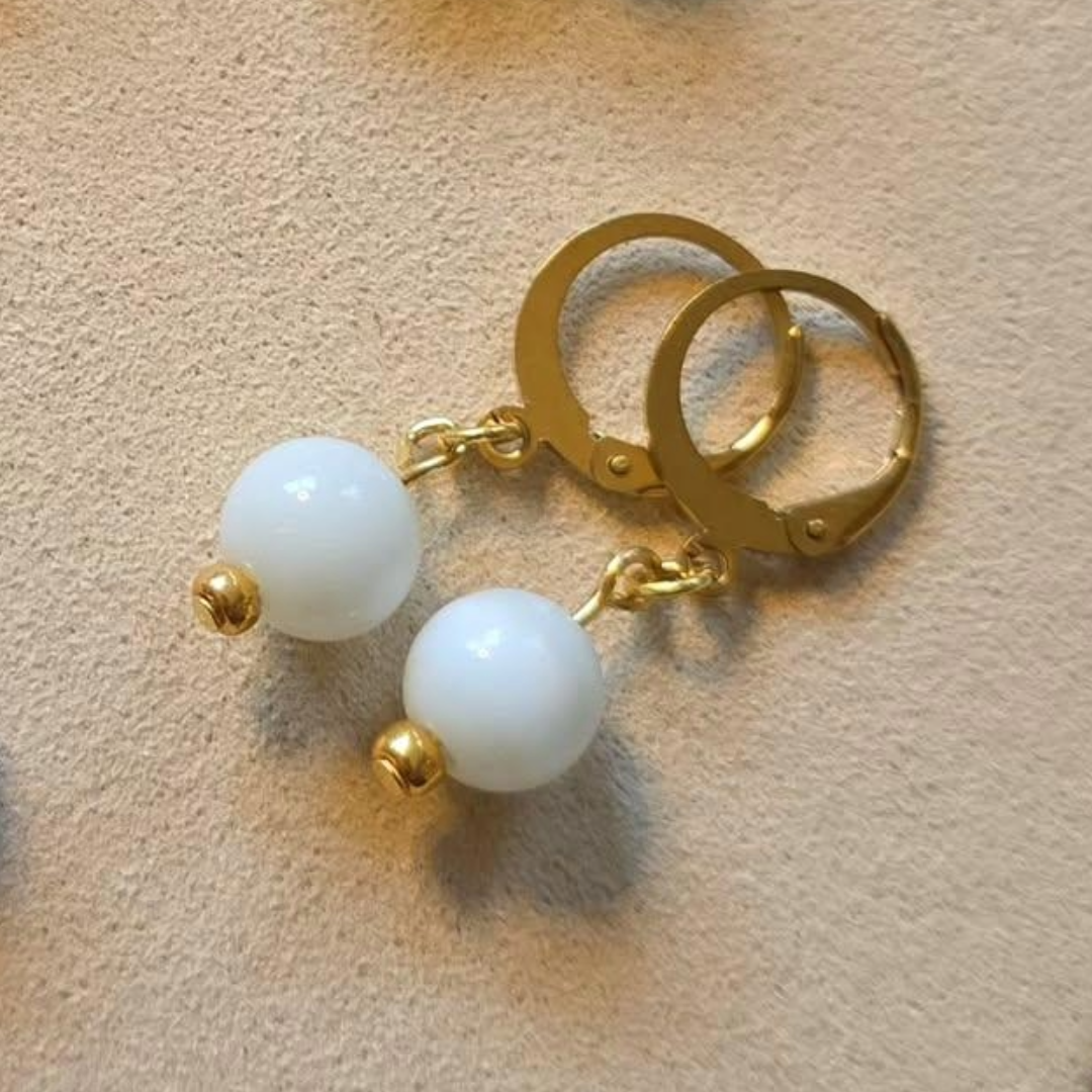 Small earrings with blue glass beads