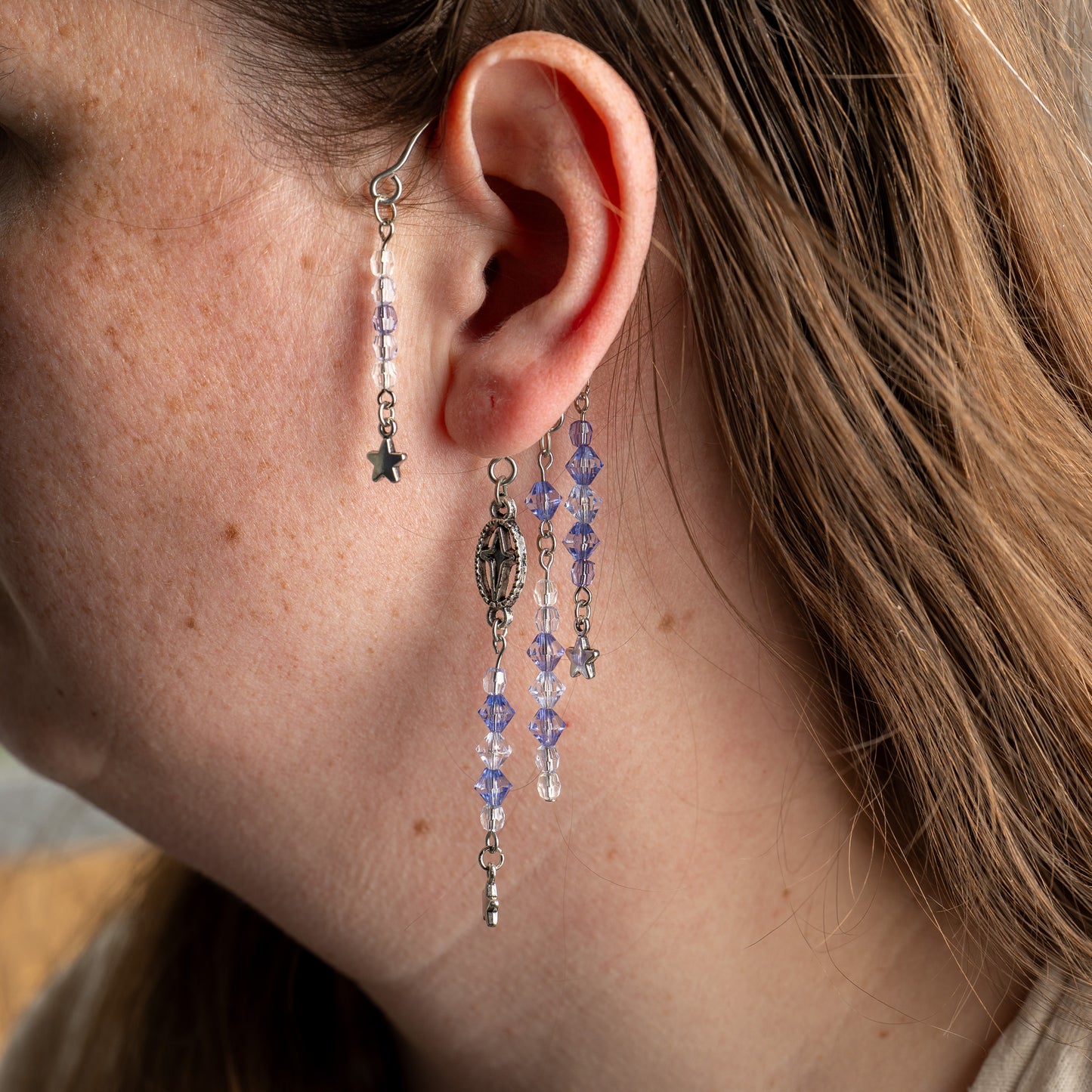 Blauwe ster ear cuffs