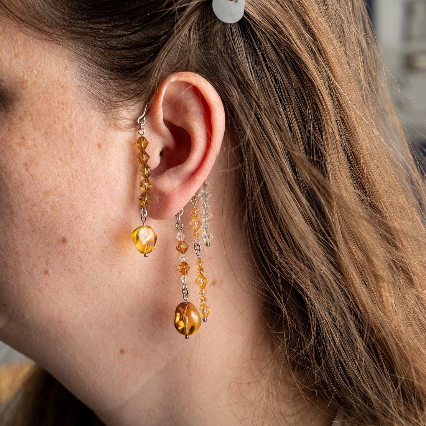 Ambervlam ear cuffs